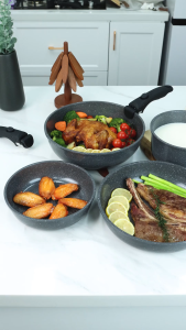 GiPP 15 Pcs Set Peralatan Masak Panci Wajan Cookware Set Granite Anti Lengket Gagang Lepas Pasang Tahan Lama