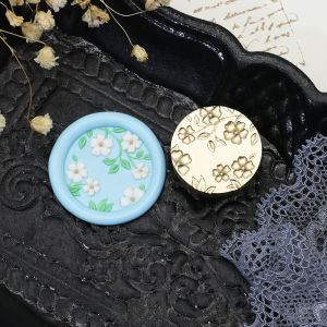 25MM Retro Hoa Sáp Cói Tem Kim Loại Đầu Dấu Cho Đám Cưới Lời Mời Tặng Bao Bì Thẻ Thêu Sò