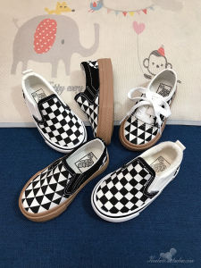 ฤดูใบไม้ผลิ ฤดูร้อน รองเท้าผ้าใบเด็กแบบสวมง่าย ลายสก็อต ผ้าขนแกะ เรียงราย ลำลอง รองเท้าสําหรับเด็กชายและเด็กหญิงเด็กโตรองเท้าพ่อแม่และลูก