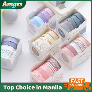 5 Pcs Solid Color Masking Tape Hand Ledger Tape Diary Scrapbooking DIY Decoration Decorative Material and Paper Tape Stickers Gift Box Set Hand Ledger