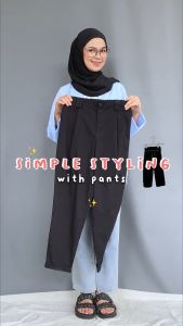 Ghanimi - Yesha Pants / Celana Kerja Polos / celana kerja daily pinggang karet / celana casual formal / celana karet adjustable / celana katun polos