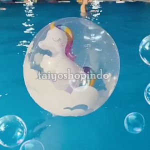 TAIYO Bola Renang 3D 50cm Unicorn Crab Flamingo Inflatable Swimming Pool Beach Ball Water Toys Volleyball