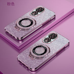 Honor 80 pro New Model Creative Gradient Sparkle Powder Ultra-Thin Soft Shell Full Cover Magnetic Absorption Stand Shockproof Protection