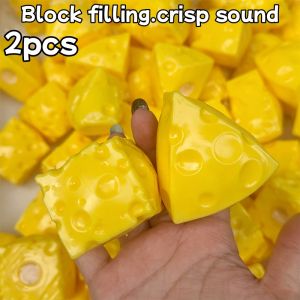 Mini Cheese Cube Crunchy Squishy Fidget Toy Building Block Filling No Rebound Squeeze Toy Adult Sensory Stress Relief Fidget Toy