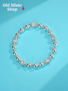 WU YUE JEWELRY | Simple Four Blessings Round Beads Bracelet 925 Silver