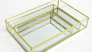 Nordic Vintage Retro Golden Glass Gold Mirror Vanity Tray Desk Organizers Home Decor Perfume Cosmetic Organizer