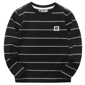 Childrens Long Sleeve round Neck T-Shirt Striped Base Layer Shirt Trendy Spring Autumn Wear for Boys in Middle And Large Sizes