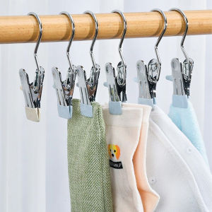 Makayo คลิปตากผ้าระเบียง กันลม คลิปสเตนเลสที่หนีบอเนคประสงค์ ประหยัดพื้นที่ มาพร้อมตะขอ Storage Hooks