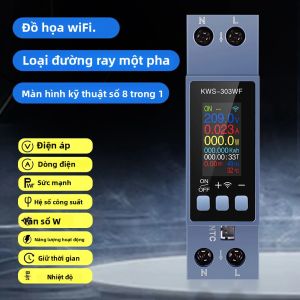 KWS-303 Tuya WiFi Thông Minh Điện 8 Trong 1 Năng Lượng Màn Hình AC Điện Máy Đo Điện 85-290V AC Công Tắc Hẹn Giờ Rơ Le