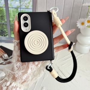 Detachable for Magsafe Magnetic Hard PC Phone Case For Samsung Galaxy Z Fold 8 Fold8 Wrist Strap Lanyard Color Contrast Cover