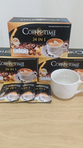 คอฟฟี่ ไทม์ พลัส 24in1 กาแฟสุขภาพ วัยทอง เบาหวาน ความดัน ไขมันในเลือดสูง ปวดหัว เวียนหัว ไมเกรน วัยทอง แขนขาชาอ่อนแรง  ( ชุด 2 กล่อง + แถมฟรี 2 ซอง  )
