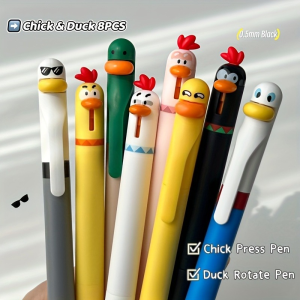 4pcs Writing Pen Cute and Funny Styling Pen Creative Rotating Gel Pen Chicken Pressing Gel Pen 0.5mm Black Office Supplies