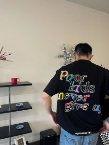 Áo Thun Nam Cổ Tròn Tay Ngắn Rộng Rãi Màu Sắc Chữ Cái Thời Trang Đường Phố Mỹ Dành Cho Cặp Đôi Mùa Hè Cotton 100%