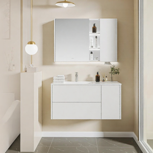 SSWW | Creamy Minimalist Space-Saving Vanity Set Small Apartments