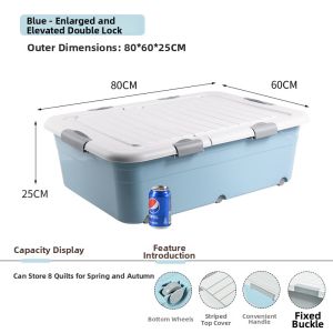 Flat Wheeled Underbed Storage Drawer for Clothes and Blankets