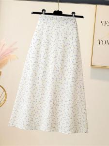 Gentle Floral Chiffon Half Skirt High Waist Draping Spring Summer New Style A-Line Umbrella Skirt Small Size Midi Skirt
