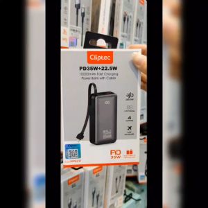 Cliptec MPB237 10000mAh PD35W Fast Charging Power Bank with Type C and lightning cable