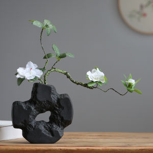 Nordic Minimalist Wabi Sabi Ceramic Flower Vase Decoration Creative Living Room Dried Flower Hydroponics Study Home Decor