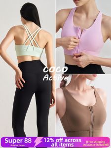 Shaping High Impact Sports Bra Anti-shake Back Beauty Removable Pads Zip Front