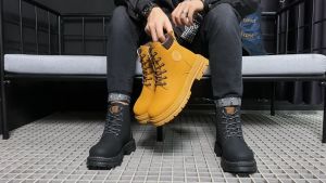 2023 Genuine Leather Korean Martin Boots Comfortable Chunky Boots High Cut Fashion Black Boots for Men