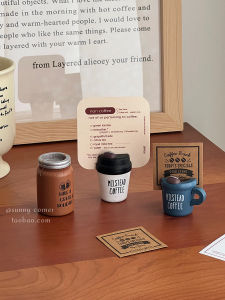 Creative Retro Wood Coffee Cup Note Clip Memo Pad Holder Decoration Desktop Good-looking Vertical Card Holder Photo Folder