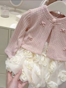 Little Girl Bud Skirt Autumn 2024 New Trend Female Child Princess Dress Two-piece Set Western Style Milk Cute Suit