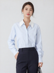 DAGASS | Blue Striped Womens Blouse