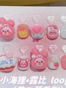 Spring Themed Childrens Wearable Nail Art Stickers Loopy Three Bunnies Cute Cartoon Design White Enhancing Nail Tips