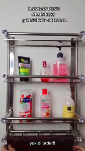 Rak Dinding 3 Susun Stainless Steel Rak Kamar Mandi Dinding Rak Bumbu Dapur Multifungsi Rak Handuk