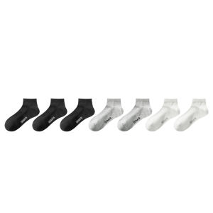 Mens Breathable Antibacterial Odor-Controlling Boat Socks 7 Pairs Cotton Polyester Nylon Blend Comfortable All-Season Crew Socks