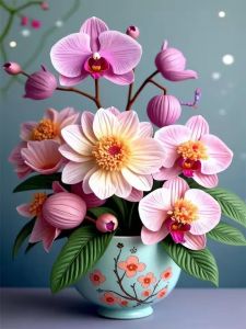 HUACAN 5D Diamond Mosaic Orchid Flower Full Square Round Diamond Painting Floral Home Decor Picture Of Rhinestones Handmade
