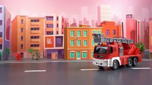 1:16 Multifunction Friction Fire Truck with Spray Water Truck and Light Toys for Kids