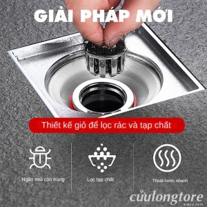 Phễu Thoát Sàn Thông Minh Ngăn Mùi Hôi Lọc Rác Tránh Tắc Cống Ngăn Côn Trùng Bò Lên chất liệu Inox và ABS cao cấp shop Cửu Long