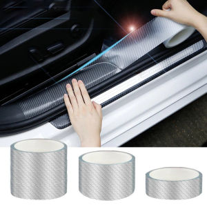 Pphaa พอร์ทเทอร์รถคาร์บอนไฟเบอร์แบบใสแผ่นกันกระแทกแถบติดขอบประตูฟิล์มติดรถยนต์สติกเกอร์ป้องกันที่ป้องกันรอยขีดข่วนกันน้ำ