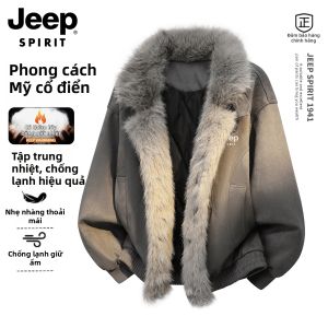JEEP SPIRIT | Áo Khoác Nam Dày Có Cổ Lông Vintage