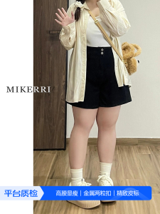 High Waist Black Denim Shorts Womens Summer New Large Size Elastic Slim A-Line Wide Leg Hot Pants Cotton Stretch Denim