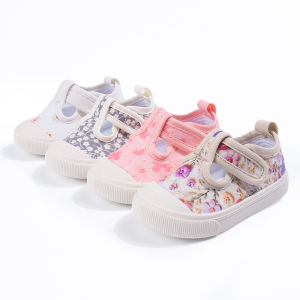 New Summer Floral Childrens Shoes Soft-Sole Canvas Shoes for Girls Casual Hook-and-Loop Shoes for Toddlers & Little Kids
