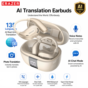 erazer | Tai Nghe Không Dây Erazer XT66PRO TWS Hỗ Trợ Dịch Thuật AI Bluetooth Khử Tiếng Ồn ENC Điều Khiển Cảm Ứng Dành Cho Thể Thao Kèm Hộp Sạc