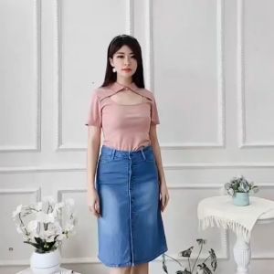 Rok Jeans Wanita 7/8 - Soft Jeans Streach Best Seller (BAYAR DITEMPAT)