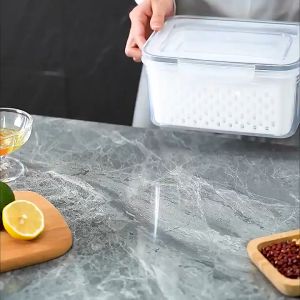 Food Storage Container Drain Basket with Lid Kitchen Vegetable Fruit Fresh-keeping Basket Refrigerator Preservation Box