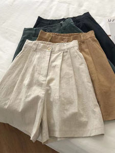 CHOEFULYN | Casual Cotton Linen Shorts Summer High Waist Thin Wide Leg A-line