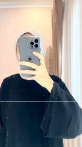 Abaya Turkey Hitam 159 Amarta Gamis Hitam Putih Dewasa Muslim Bordir dan Payet Mewah Andinicollection