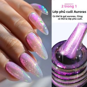 Sơn Móng Tay Gel Nhũ Aurora 2 Trong 1 LILYCUTE 7ML Màu Hồng Tím Hiệu Ứng Laser Tự Làm Bán Vĩnh Cửu Tẩy Được