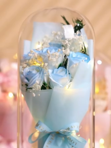 MeetYou 7pcs Rose Bouquet in Dome with Light Eternal Flower Flower Bouquet in Acrylic Dome for WomenAnniversary GiftsBrithdayGiftsWeddingValentines DayMothers Day artificial flower with lights