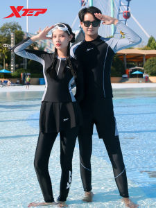 XTEP | Long Sleeve Separable Dress Style Conservative Anti-Embarrassment Plus Size Swimming Suit Set