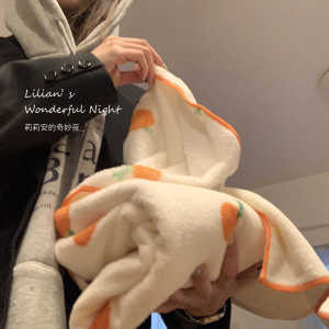 Cute Orange Large Bath Towel Set for Couples Soft Absorbent Quick Dry Pure Cotton Two-Piece Towel Set Home Use Bath Towel