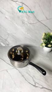 KTCmart Milk Pot Stainless Tutup Kaca Anti Karat Panci Susu Stainless Panci Masak Mie multi fungsi