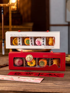 Handheld Long Rectangle Ice Skin Mooncake Box 4 Pcs Traditional Chinese Style Kitchen Baking DIY Pastry Packaging Box