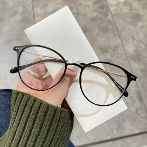 BMAD | Korean Version Ultra Light Metal Round Frame Glasses for Women Retro Y2K Fashion Casual Light Luxury Anti Blue Light Glasses