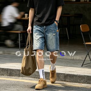 GUJOOCOW | Retro Distressed Denim Shorts